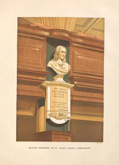 Памятник Милтону в церкви Святого Гайлза, Крипплгейт by Чарльз Найт, 1864 — digital art print download