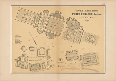 Plan des Forum Romanum, der Fora der Kaiser, der Velia. by Christoph Ziegler, 1882 — digital art print download