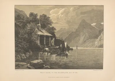 G. Closs – Tell’s Chapel on the Tellenplatte, Bay of Uri by Theodor Gsell Fels, 1881 — digital art print…