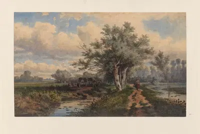 Landschap met koeien en water by Dirk Van Lokhorst — digital art print download