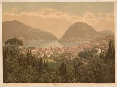 Lugano by Wilhelm Bernhard Benteli, 1890 — digital art print download