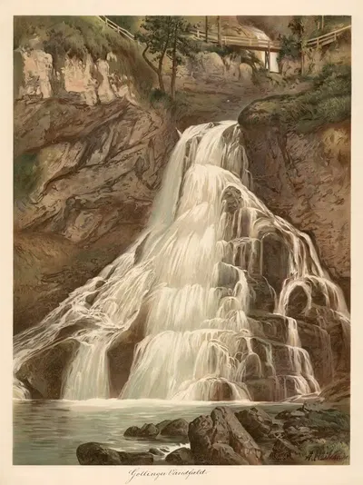Водопад Голлингер by Антон Хайльманн, 1890 — digital art print download