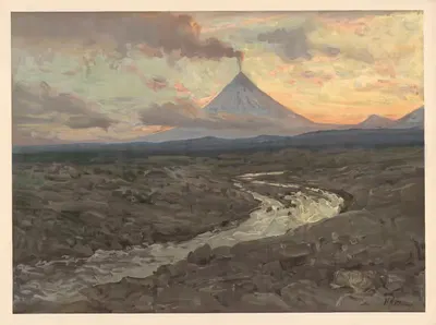 Вулкан на Камчатке by Аркадий Афанасьевич Чумаков, 1910 — digital art print download
