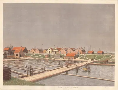 Oyster Farm, Yerseke by Bernardus Bueninck, 1901 — digital art print download