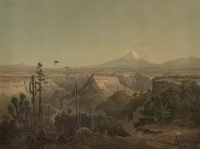 Anahuac plateau, La Barranca Sta. María Del Río and Pico de Orizaba (Citlaltepetl) by Carl Hasch, 1890 — digital art print…