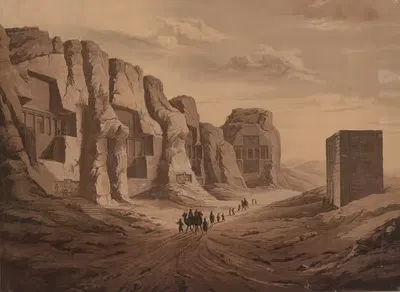The Royal Tombs at Naqsh-i Rustam by Josef Langl, 1883 — digital art print download
