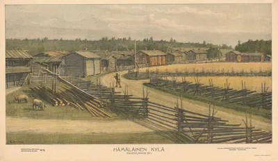 Hämäläinen Kylä (Tavastländsk By) by Kustaa Heikkilä, 1904 — digital art print download