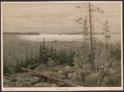 Озёрная местность by Сергей Иванович Ягужинский, 1905 — digital art print download