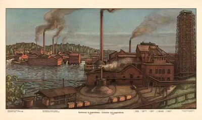 Cellulosa- och pappersbruk, (utifrån) by Vihtori Ylinen, 1915 — digital art print download