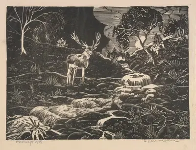 Воспоминание о гоне – олень by Александр Лашенко, 1938 — digital art print download