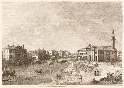 Вид на Доло, город на Бренте, к западу от Венеции by Антонио Каналетто, 1735–1746 — digital art print download