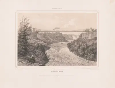 Ниагарский водопад. Подвесной мост by Август Кёлльнер, 1848 — digital art print download