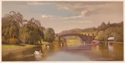 Виды Центрального парка. № 5 Озеро и мост Боу by Генри Август Фергюсон, 1869 — digital art print download