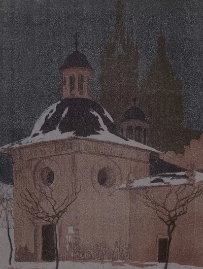 Церковь святого Войцеха ночью by Ян Войнарский, 1909 — digital art print download