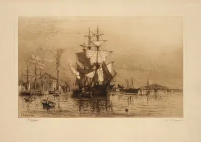 Гавань Нью-Бедфорда by Лемуэль Дэвид Элдред, 1903 — digital art print download