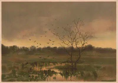 Сумерки на болоте by Луис Кинни Харлоу, 1887 — digital art print download