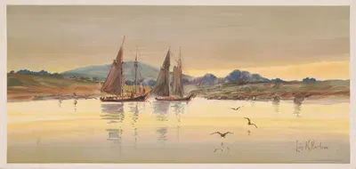 Закат в гавани Рокленда by Луис Кинни Харлоу, 1896 — digital art print download