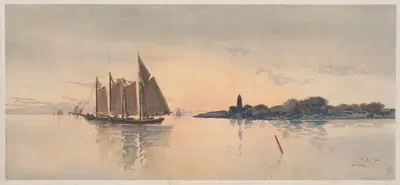 Маяк Уэст Чоп, Виньярд Саунд, Массачусетс by Луис Кинни Харлоу, 1895 — digital art print download
