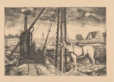 Heiwerk voor de aanleg van het Vossius Gymnasium by Otto Hanrath, 1930 — digital art print download