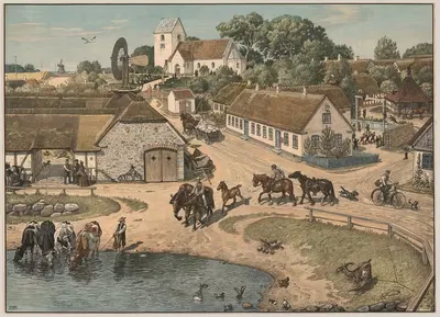 В деревне by Расмус Кристиансен, 1904 — digital art print download