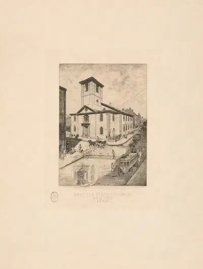 Церковь на Браттл-стрит, Бостон 1855 by Сидни Лоутон Смит, 1911 — digital art print download