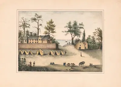 Soldiers in camp outside the fortified houses, Picolata, Florida by T.F. Gray & James, 1837 — digital art print download
