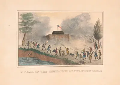 Attack of the Seminoles on the block house by T.F. Gray & James, 1837 — digital art print download