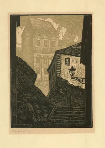 Каменные ступеньки в Варшаве by Тадеуш Чешлевский, 1935 — digital art print download