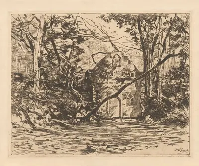 Ruïne aan een vijver (Lage Vuursche) by Виллем де Зварт, 1896 — digital art print download