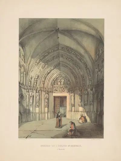 Porche de l'église St Servais, à Maestricht by Alexander Schaepkens, 1855 — digital art print download