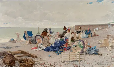 Пляж в Ипорте (Манш) by Эдуар Тудуз, 1878 — digital art print download