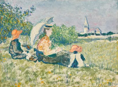 Madame Lemmen et ses enfants dans un jardin by Georges Lemmen, 1900 — digital art print download