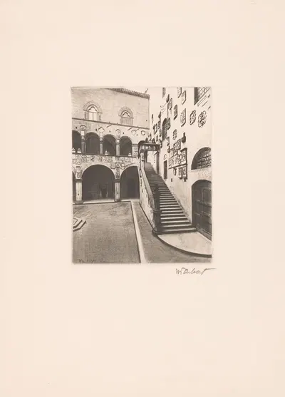 Courtyard of the Palazzo del Bargello by Guglielmo Taubert, 1886-1927 — digital art print download