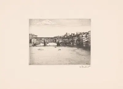 Ponte Vecchio over the Arno. by Guglielmo Taubert, 1886-1927 — digital art print download