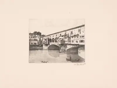 Ponte Vecchio over the Arno by Guglielmo Taubert, 1886-1927 — digital art print download