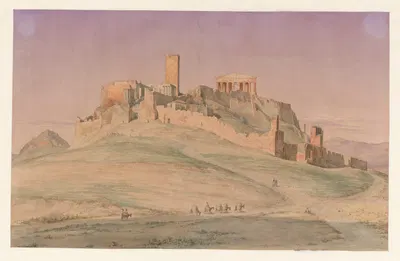 Греция, Афины – Акрополь с юго-запада by Харальд Конрад Стилинг, 1853 — digital art print download