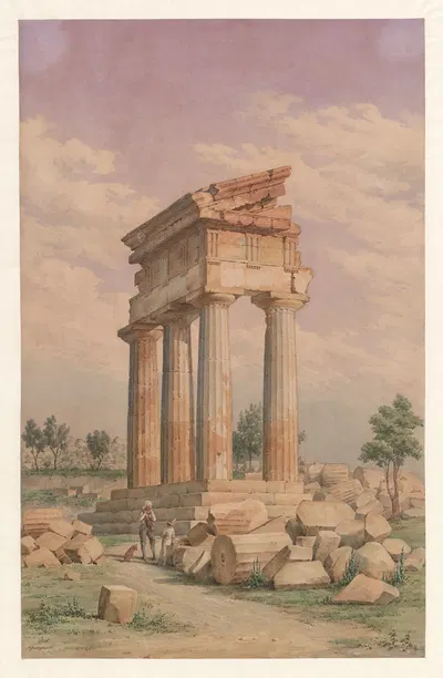 Италия, Агридженто – Храм Кастора и Поллукса by Харальд Конрад Стилинг, 1852 — digital art print download