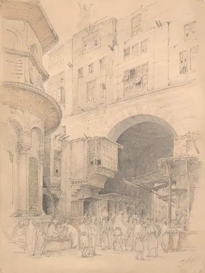Уличная сцена, Каир by Харальд Конрад Стилинг, 1854 — digital art print download