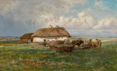 Усадьба с лошадьми by Иосиф Евстафьевич Крачковский, 1881 — digital art print download