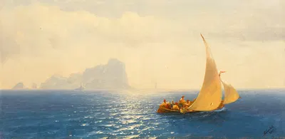 Парусная лодка у побережья Капри by Иван Константинович Айвазовский, 1855 — digital art print download