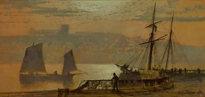 Луна, газ и звездный свет, Уитби by Джон Аткінсон Гримшоу, 1877 — digital art print download