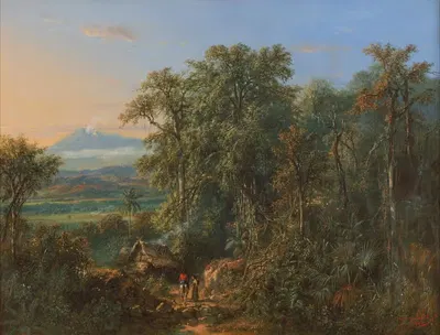 Вид на Мербабу и Мерапи by Раден Салех, 1862 — digital art print download