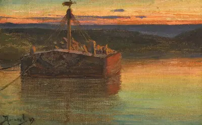 Паром на закате by Василий Дмитриевич Поленов, 1889 — digital art print download