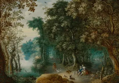 A wooded landscape with Venus and Adonis by Abraham Govaerts — digital art print download