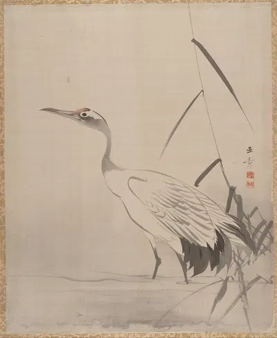 Crane Among Reeds by Кавабата Гёкусё — digital art print download