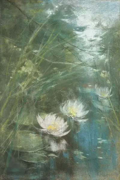 Пейзаж с прудом и кувшинками by Карл Хагемейстер, 1910 — digital art print download