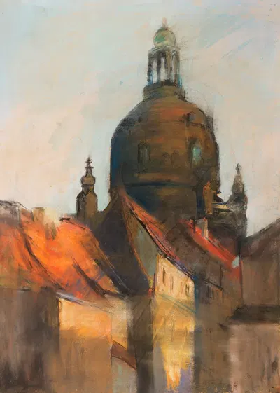 Купол Frauenkirche в Дрездене by Лессер Ури, 1890-1900 — digital art print download
