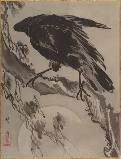 Crow and the Moon by Каванабэ Кёсай — digital art print download