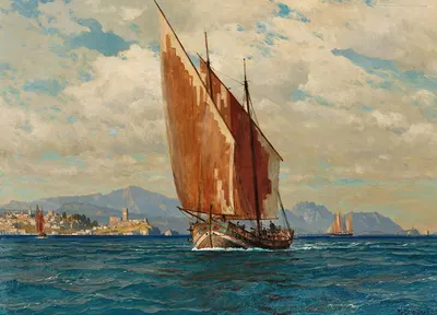 Sailor on Lake Garda near Malcesine by Michael Zeno Diemer — digital art print download