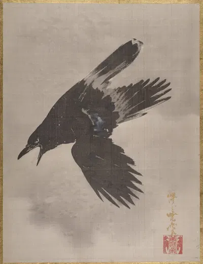 Crow Flying in the Snow by Каванабэ Кёсай — digital art print download